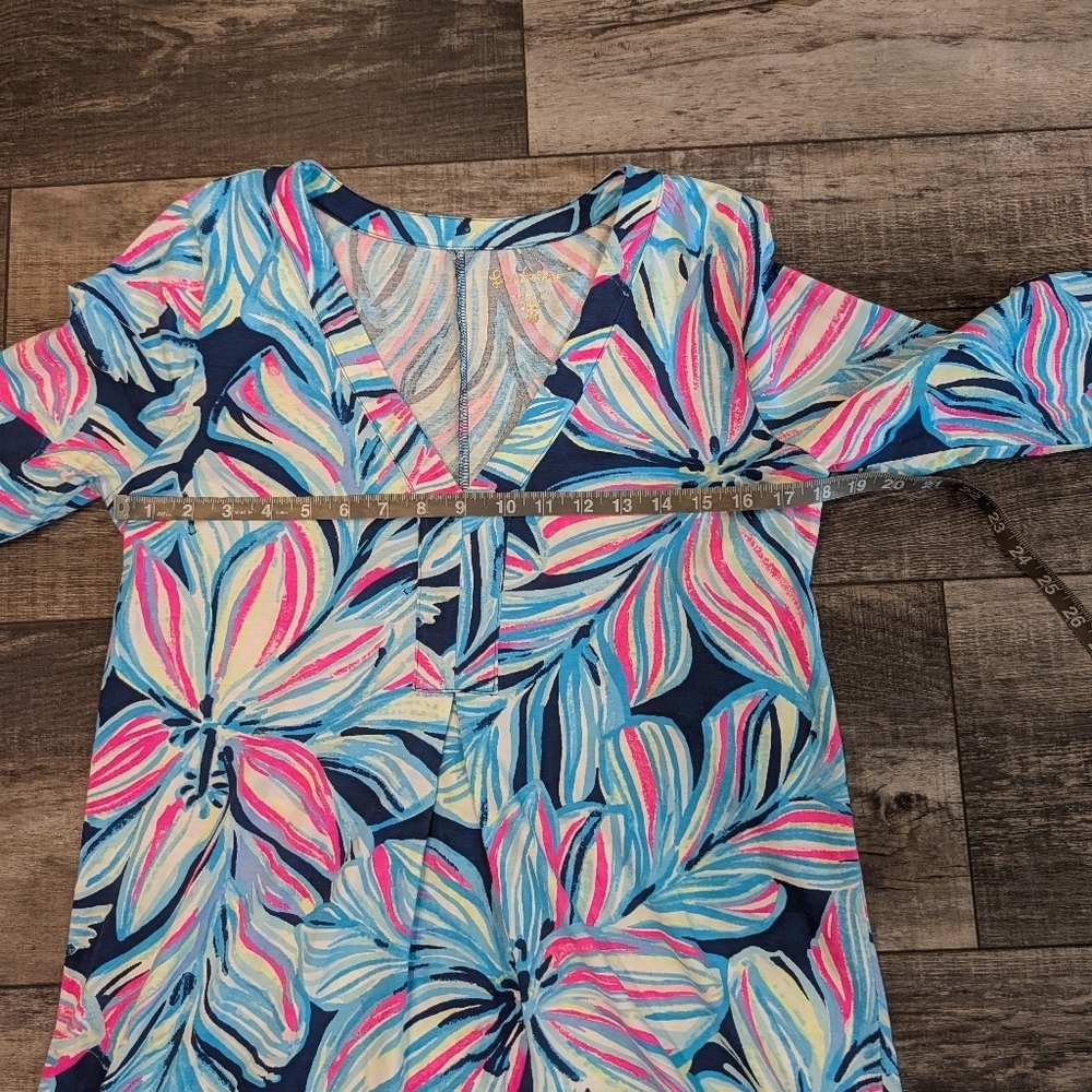 Lilly Pulitzer Vibrant Blue and Pink Long Sleeve Dress Sz. M - Picture 6 of 9